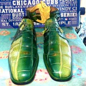 Mauri Alligator Shoes SZ11 and Green Hornback Alligator Belt SZ 34 inches